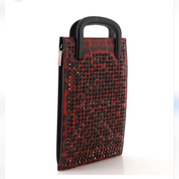Christian Louboutin Handbags - NEW! Christian Louboutin Red and Black Leopard Print Portfolio / Crossbody Bag